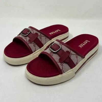 Sandalias Ralph Lauren Matty Rojo Firma Tela Elegante Mujer Talla 7.5B De Colección NUEVAS Foto 1 de 4
