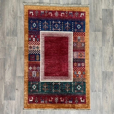 164 x 102cm Vintage Handmade Afghan Carpet Gabbeh Tribal Fine Oriental Wool Rug - Image 1 of 4