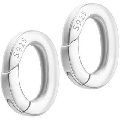 2 piezas de plata de ley 925 ovalada broches de joyería broche de primavera anillos collar Foto 1 de 4