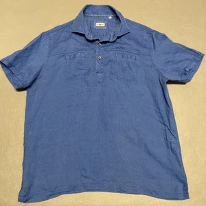 Camisa de Lino Compagnia Navigazione Para Hombres XXL Azul Festival Náutico Bolsillos Boho - Imagen 1 de 9