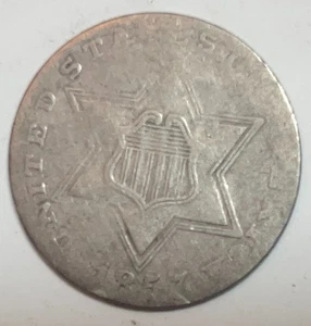 1857 Silver 3 Cent - 3cs - Worn - Scarce - No Reserve - Picture 1 of 2