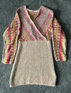 New Free People Forever Fair Isle Long Sleeve  Knitted MiniDress Sz XL Coquette - Picture 1 of 22
