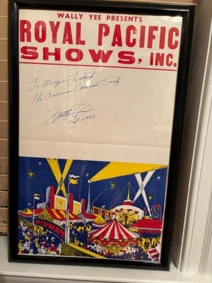 Framed Wally Yee Carnival Poster Autographed for American Carousel Society 1988 - Image 1 of 3