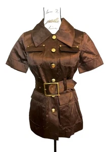 New RUNWAY NEW YORK Womens Short Sleeve Brown Jacket Size S/M - Bild 1 von 4