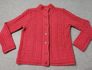 L.L. Bean Damen Medium rot Baumwolle Strick Cardigan Pullover Knopfleiste Stehkragen - Bild 1 von 9