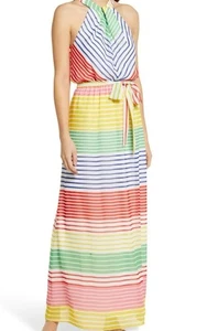 Maxi Vestido Julia Jordan Para Mujer Rayas Cuello Halter Multicolor 16(L) Nuevo - Imagen 1 de 10