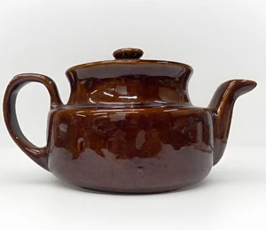 VTG USA Ceramic/Stoneware Brown Glazed Large Teapot with Lid Rustic Primitive - Picture 1 of 12