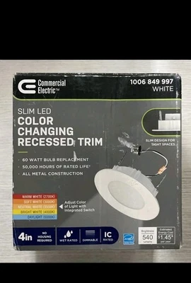 Eléctrico comercial 4 pulgadas Borde empotrado LED delgado seleccionable que cambia de color blanco Foto 1 de 2