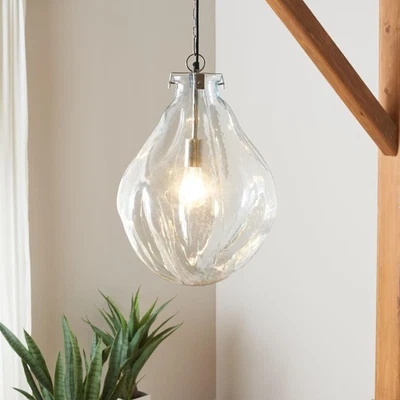 Lighting Collection Kinney Clear/Nickel Adjustable Pendant Hanging Light Fixt... - Imagem 1 de 4