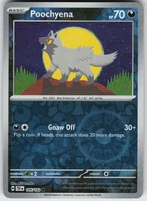 Pokemon Poochyena 105/162 SV05: Temporal Forces NM Reverse Holo card - Image 1 of 2