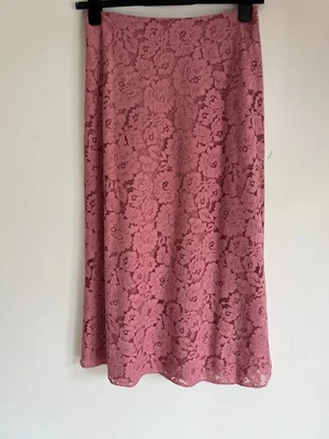 TED BAKER Midi Skirt Womens TB 2 UK 10 Pink Bonded Lace Lined NEW - Image 1 of 4