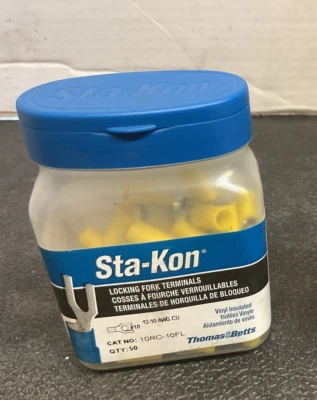 Thomas & Betts Sta-Kon 10RC10FL Vinyl Locking Fork Terminals 50PK - Image 1 of 3