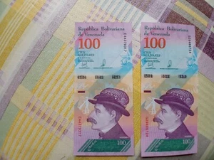 LOTE DE 2 BILLETES VENEZUELA VALOR 100 AÑO 2018 - Imagen 1 de 1