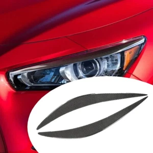 Pair Carbon Look Headlight Eyelid Trim Cover Eyebrows For 2014-2020 INFINITI Q50 - Picture 1 of 10
