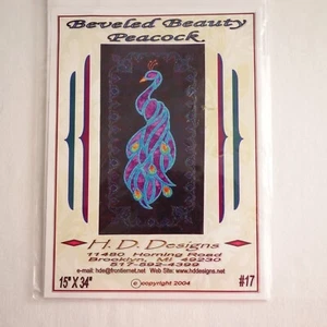 H.D. Designs #17 Beveled Beauty Peacock Satin Stitched Panel Pattern 15 x 34 - Picture 1 of 3