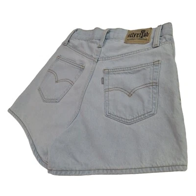 Pantalones Cortos de Jean Levi's Silvertab para Mujer 26x3" Azul Lavado Claro Cintura Alta Mamá Denim Foto 1 de 4