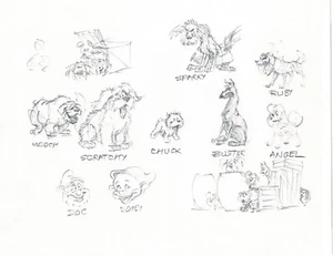 Lady and the TRAMP 2 Producción Disney Dibujo de Animators Estate 2001 B10 - Imagen 1 de 1
