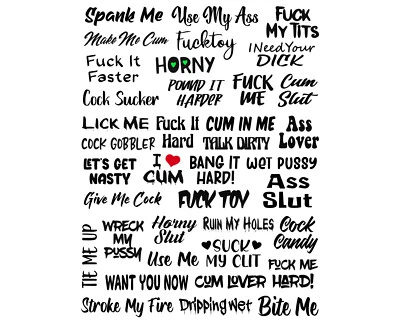 38 Naughty Temporary Tattoos Adult Body Art Kinky Fun Sex Hot Slutty Stickers - Image 1 of 4