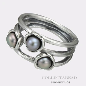 Authentic Pandora Silver Three Wishes Grey Pearl Ring Size 50 (5) 190606GP - Picture 1 of 1