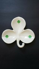 Vintage St Patricks Day 3-leaf Clover Shamrock Ceramic Candy Trinket Nut Dish