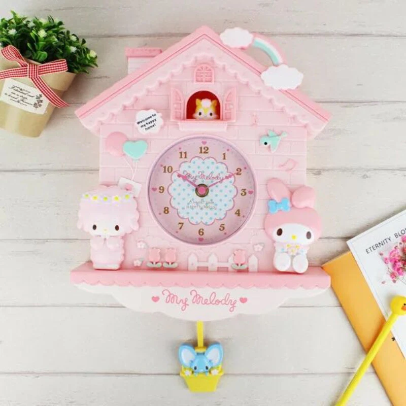 My Melody Cinnamoroll Little Twin Stars Kawaii Cartoon Wall Clock Home Decor Gif - Image 1 of 3