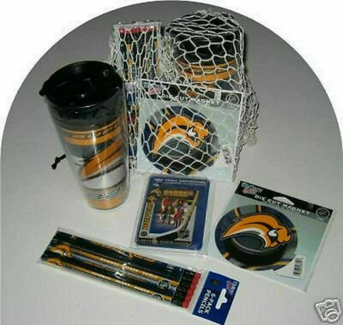 NEW! BUFFALO SABRES RETRO GIFT NET BASKET PENCILS MAGNET TRAVEL MUG FRAME Cover