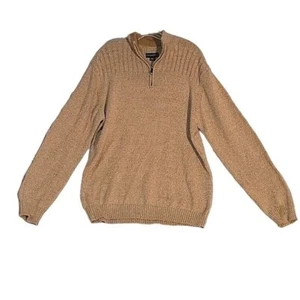 COVINGTON Men's 1/4 Zip Beige Sweater Knit Winter Sweater Warm Comfort Casual - Picture 1 of 6