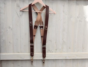 Genuine Leather Camera Strap Ajustable Handmade Pro Strap Sling Harness Snap On - Picture 1 of 88