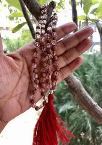 5 ROSARIO MUKHI RUDRAKSHA Rudraksh Sfatik cristallo quarzo mala 108+1 perline di preghiera - Foto 1 di 6