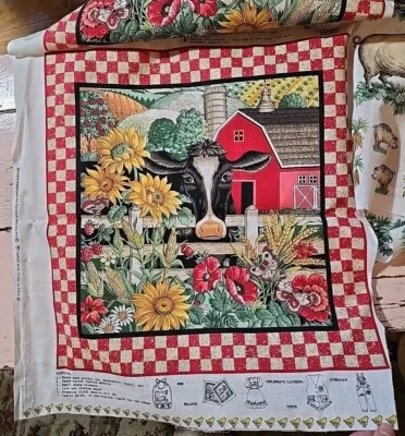 Concord Fabric Cows Joan Kessler American Homestead Pillow Panel & Appliques Cut - Image 1 of 4