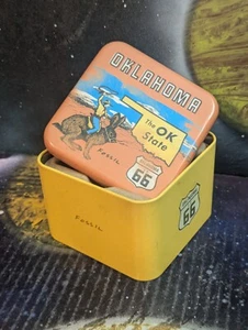 3" Fossil Oklahoma Route 66 Empty Watch Tin with Original Gift Receipt & Manual - Picture 1 of 14