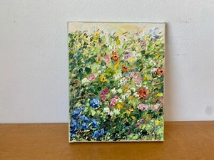 Blühende Wiese Impasto Ölgemälde auf Leinwand Abstrakt Sommer Feld Gemälde - Picture 1 of 7
