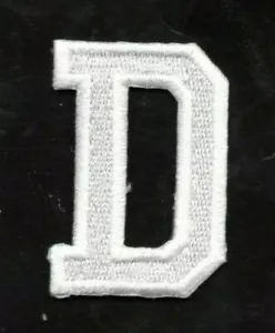 WHITE BLOCK LETTER "D" (1 7/8") - Iron On Embroidered Applique Patch - Picture 1 of 1