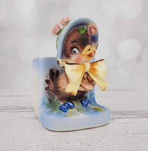 Vintage Lefton rotbrüster Spatz Vogel Keramik Übertopf Figur #1099 - Bild 1 von 7