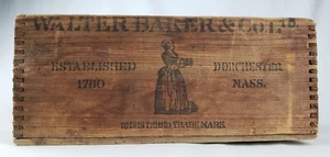 Antique Primitive Wood Crate Box Walter Baker Breakfast Cocoa Paris Expedition - Picture 1 of 10