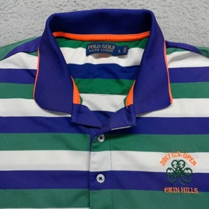 Polo Ralph Lauren Shirt Men Large Striped Golf US Open 2017 Erin Hills CC USGA - Picture 1 of 16
