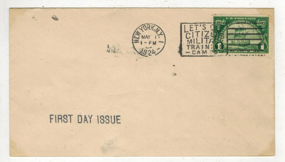 1924 FIRST DAY COVER HUGUENOT WALLOON 300TH ANNIV. 614 SAILING SHIP NY NY - Image 1 of 1