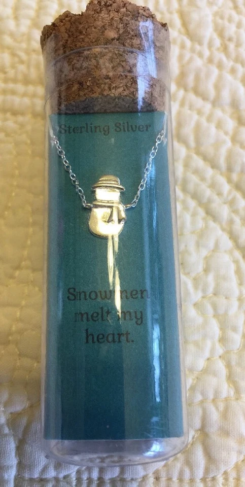 Sterling Silver Snowman Necklace 18 Inches "snowman Melt My Heart"