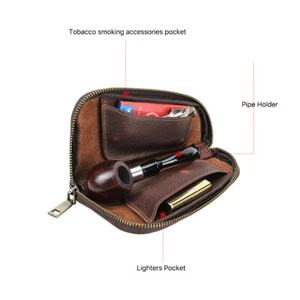 Echtes Leder Männer Humidor Zigarrenkofferbeutel Für 1 Zigarre Filter Lagerboxen - Picture 1 of 6