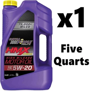 5-Quarts Royal Purple HMX 5W-20 Synerlec Synthetic Motor Oil 75000+ High Mileage - Picture 1 of 1