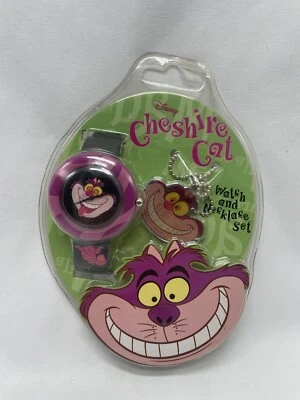 DISNEY Cheshire Cat Quartz Women’s Watch Purple W/ Necklace New Old Stock - Image 1 of 4