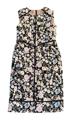 Nanette Lepore Floral Sleeveless Sheath Dress Lace Trim Womens 4 Multicolor - Image 1 of 4