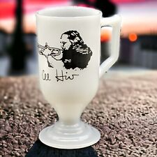 Vtg Al Hirt Legendary Jazz Trumpet Player Milk Glass Footed Coffee Tea Cup Mug
