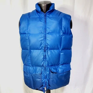 Vintage Herters Hudson Bay Goose Down Puffer Vest Blue Mens Size XL Flap Pockets - Picture 1 of 11