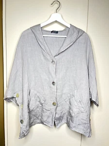 PUROLINO MADE ITALY womens linen oversized boxy top L soft Grey Good Condition - Picture 1 of 6