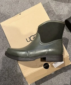 UGG PAXTON BURNT OLIVE GREEN KURZE REGENSTIEFEL DAMEN 10 EINMAL GETRAGEN ANSEHEN BRANDNEU - Bild 1 von 8