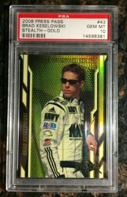2008 Press Pass Stealth Gold #43 Brad Keselowski RC PSA 10 GEM MINT #rd /99 Card - Image 1 of 2