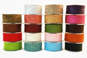 38mm Silky Crinkle Crushed Ribbon With Cut Edge Floristry Wedding Party Bows - Picture 1 of 20