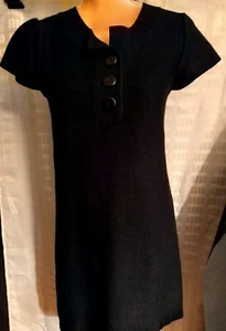 Mossimo Black Knit Short Sleeve Dress 3-Button Front Detail Size Small - Picture 1 of 7