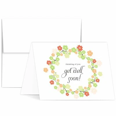 Thinking of You, Get Well Soon Greeting Cards and Envelopes, A2 Size, 25 Pack - Image 1 of 4